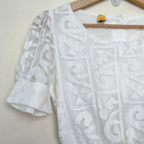 Farm Rio Womens P White Maxi Short Sleeve Lace Open Back Dress - Picture 5 of 13